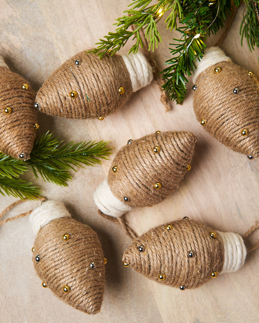 Natural Lightbulb Ornament Set