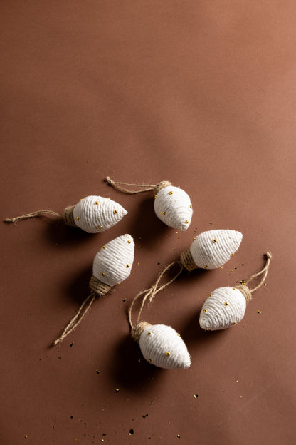 White Lightbulb Ornament Set